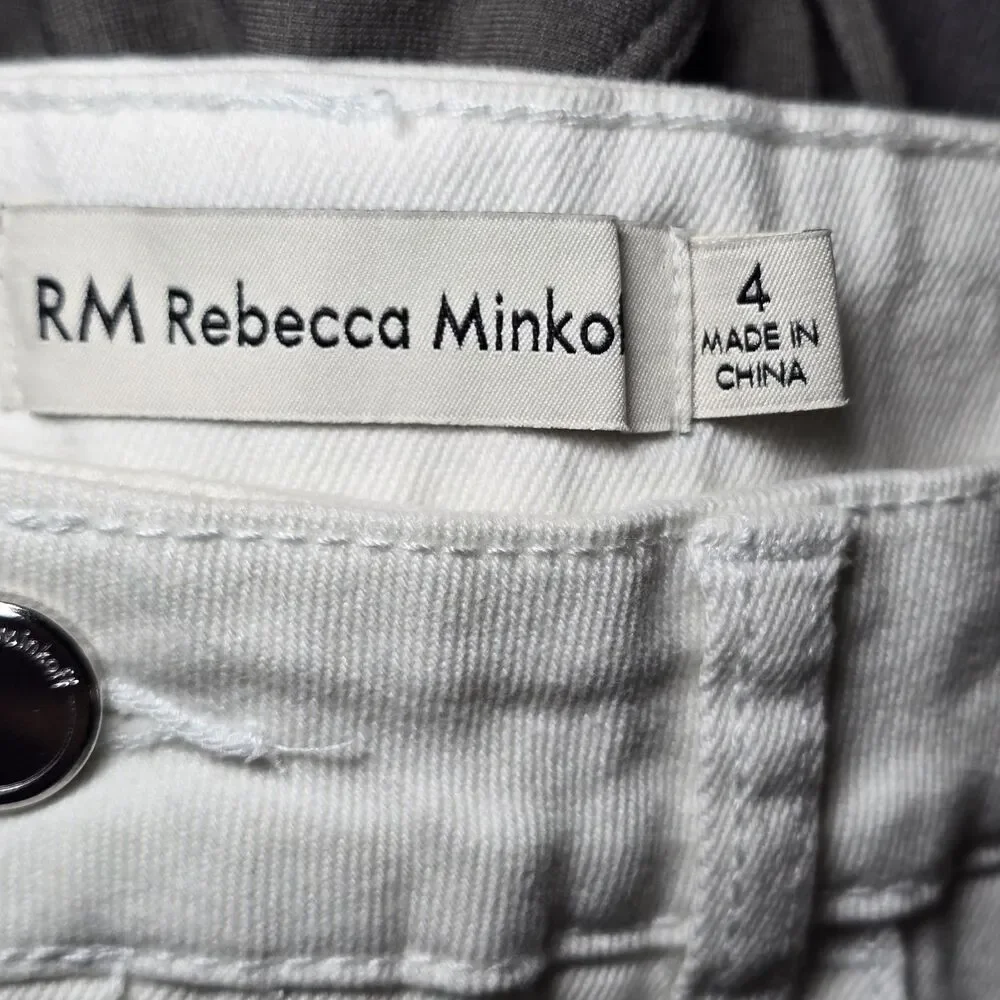 RM Rebecca Minkoff Women's High Rise 90s Shorts White Size 4 NWT Defect - Picture 5 of 11